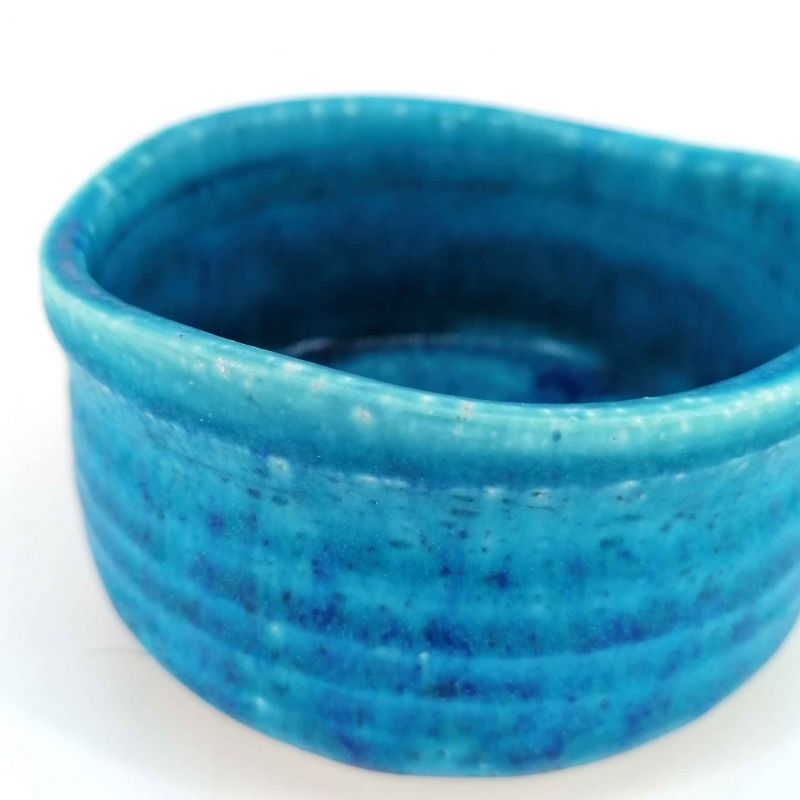 Japanese ceramic tea ceremony bowl, turquoise - TAKOIZU