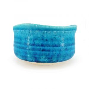 Japanese ceramic tea ceremony bowl, turquoise - TAKOIZU