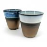 Duo of ceramic, blue and bronze tea cups - AOI BURONZU