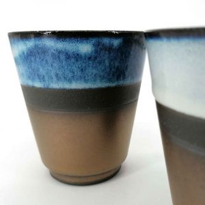 Duo of ceramic, blue and bronze tea cups - AOI BURONZU