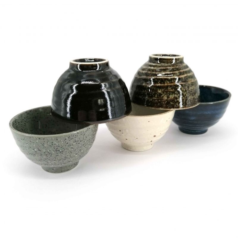 Set de 5 tasses à thé japonaise en céramique, couleurs unies - MUJI