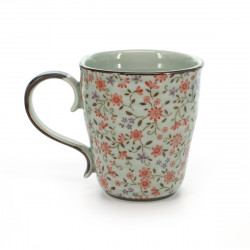 tasse traditionnelle japonaise avec motifs de fleurs rouges SUIÎTO AKA