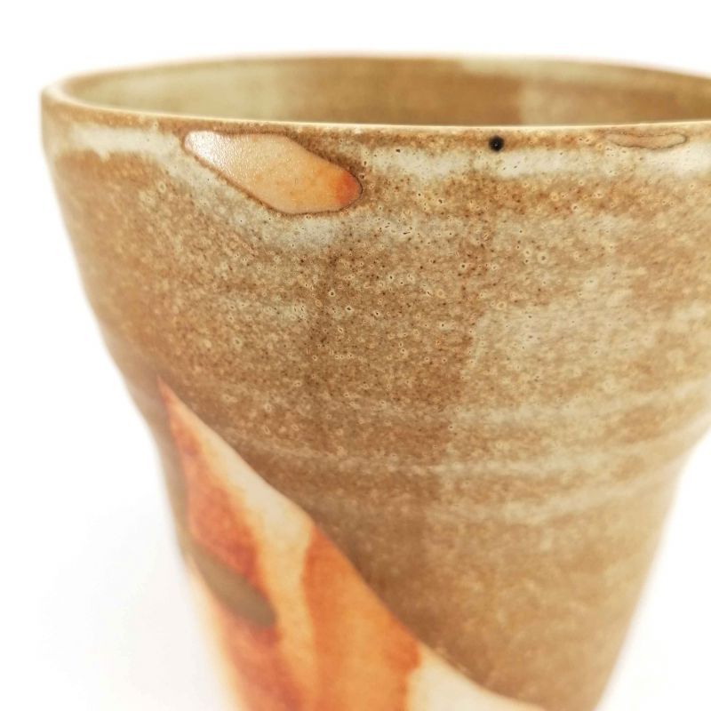 Japanese mazagran in ceramic, beige brown orange - RANDAMU