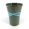 Japanese mazagran in ceramic, green and blue - RASEN