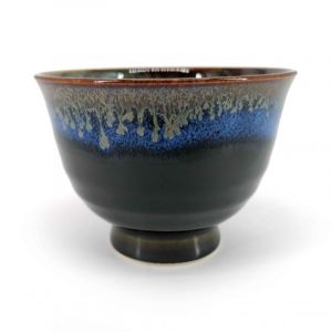 Ceramic tea cup, black blue and green shades - NYUANSU