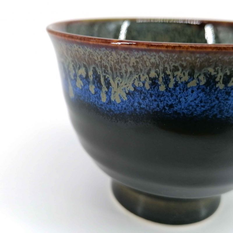 Ceramic tea cup, black blue and green shades - NYUANSU