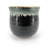 Ceramic tea cup, black, green infused paint - CHUNYU