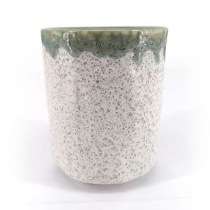 Tasse à thé japonaise en céramique, beige, peinture infusée verte - FUKISOKU