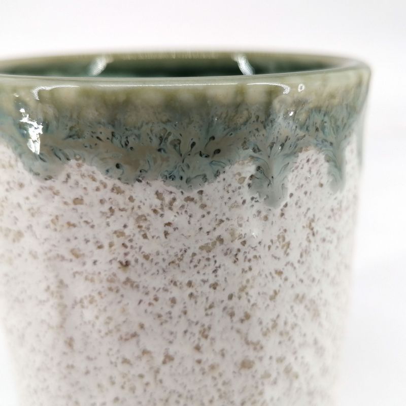 Tasse à thé japonaise en céramique, beige, peinture infusée verte - FUKISOKU