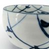 Japanische Keramik Teetasse, weiß und blau, Vogel Silhouetten - TORI