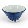 Japanese ceramic tea cup, white and blue petals - AOI HANABIRA