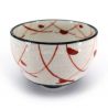 Japanese ceramic tea cup, white and red, bird silhouettes - TORI