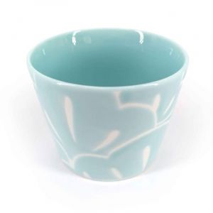 Japanische Keramik Teetasse, blau und weiß - MATSU