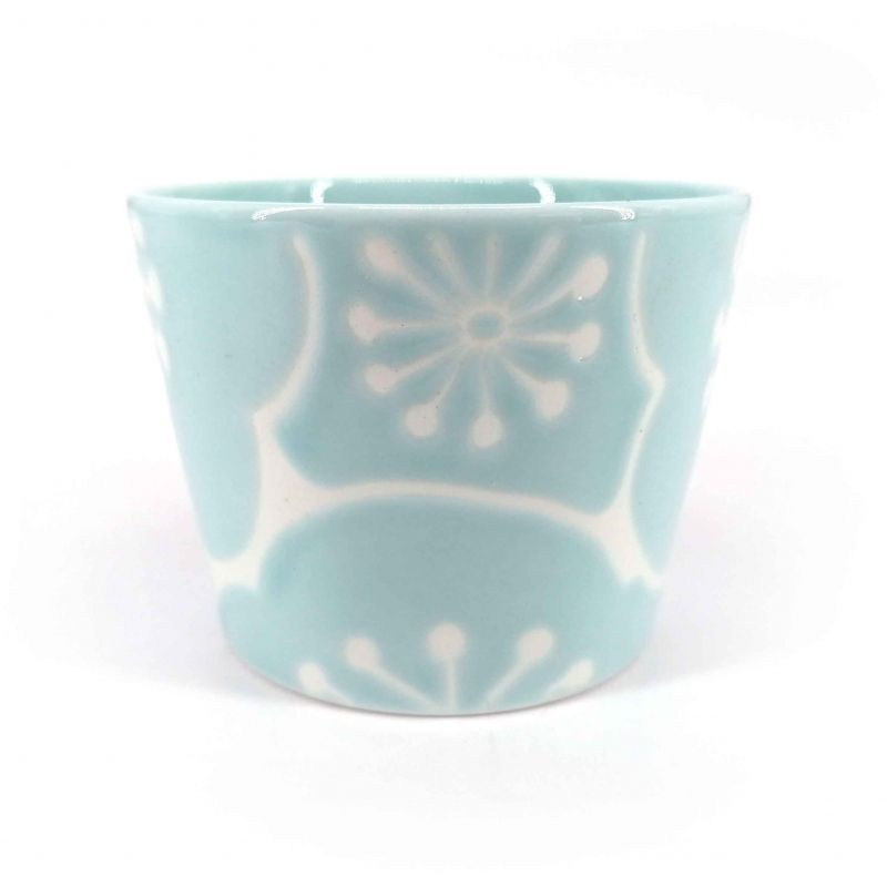 Japanese ceramic tea cup, blue and white - UME