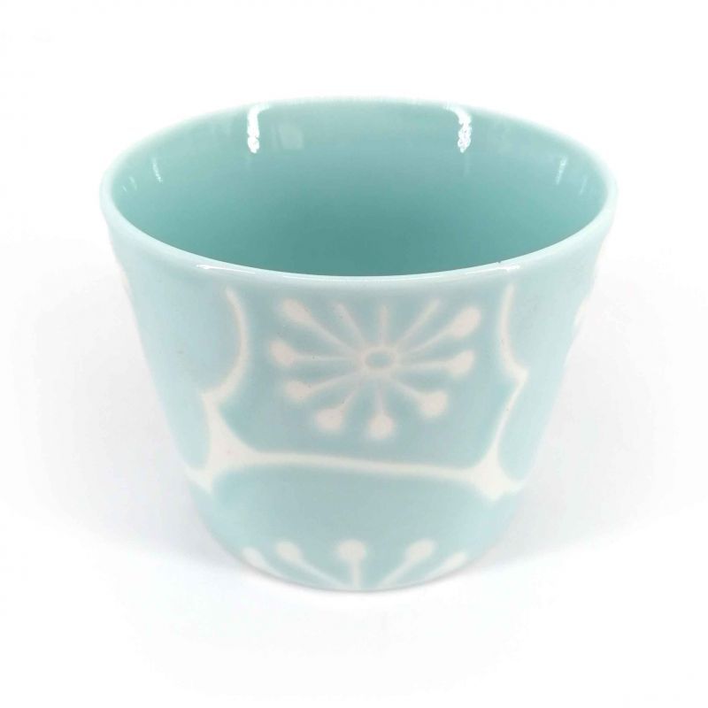 Japanese ceramic tea cup, blue and white - UME