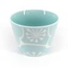 Japanese ceramic tea cup, blue and white - UME