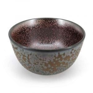 Japanische Keramik-Teetasse, Metallic-Emaille mit rosa Reflexen - METARIKKU