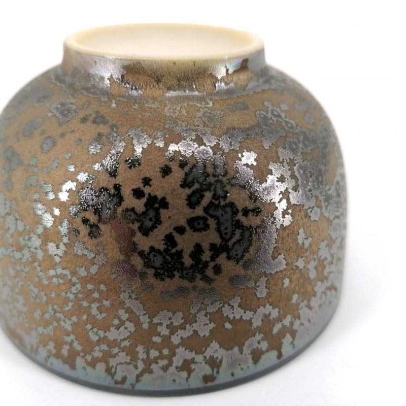 Tazza da tè in ceramica giapponese, smalto metallico con riflessi rosa - METARIKKU
