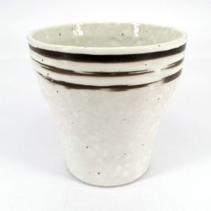 Tazza da tè giapponese svasata in ceramica, linee bianche marroni - GYO