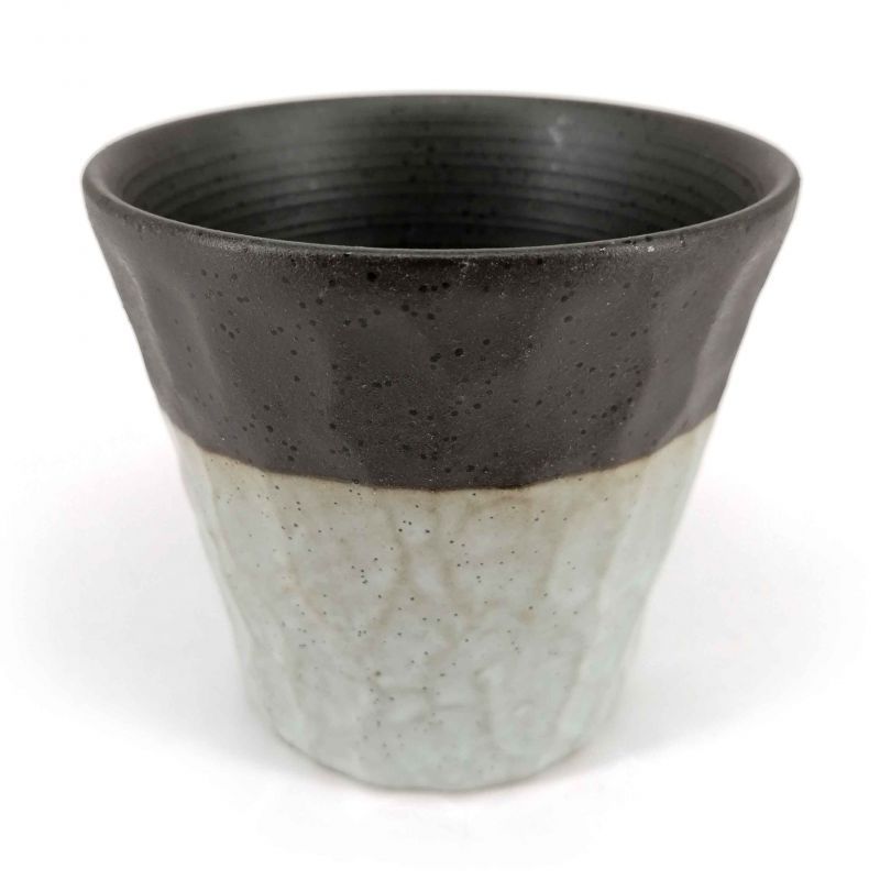 Tazza da tè in ceramica giapponese, marrone e grigio, bordo grezzo - FUKISOKU