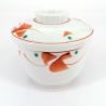 Tasse japonaise avec couvercle chawan mushi blanc, rouge et points verts - POINTO