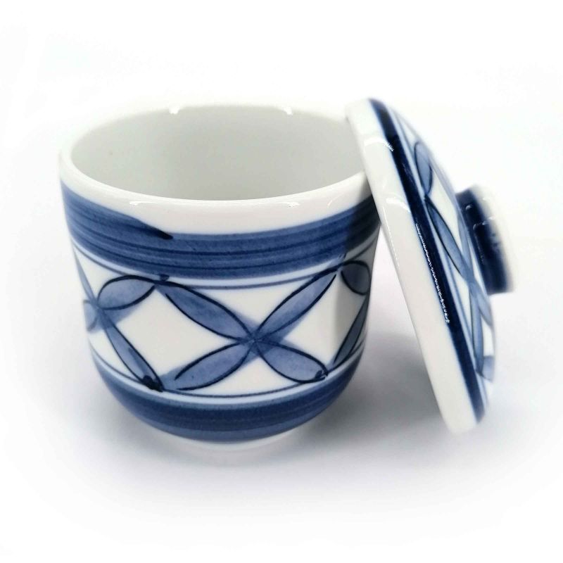Tasse japonaise avec couvercle chawan mushi, bleu - AOI JUJIKA