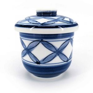 Japanese mug with chawanmushi lid, blue - AOI JUJIKA