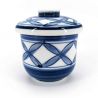Japanese mug with chawanmushi lid, blue - AOI JUJIKA