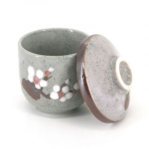 Japanese ceramic mug with lid - HAIRO NO KABA - gray