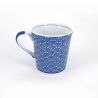 tazza mug di tè giapponese di ceramica blu, SEIGAIHA onde