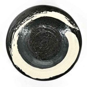 Japanese black ceramic brush plate - MIGAKIMASU