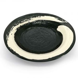 Japanese black ceramic brush plate - MIGAKIMASU