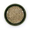 Plato japonés pequeño de cerámica esmaltada verde y beige - GUNRIN NAMI