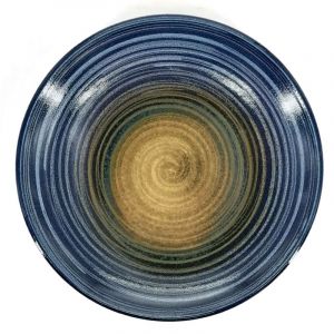 Plato japonés pequeño de cerámica espiral azul y verde - RASEN