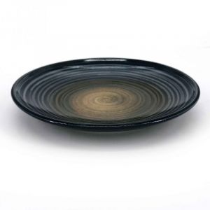 Small Japanese blue and green spiral ceramic plate - RASEN