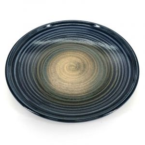 Piccolo piatto giapponese a spirale in ceramica blu e verde - RASEN