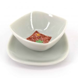 Ceramic vessel and saucer set - MOMIJI NAMI