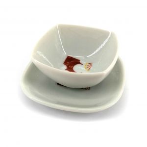 Ceramic vessel and saucer set - UME SHIROI