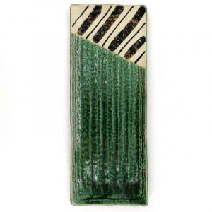 Rectangular plate in green and beige ceramic - CHAIRO NO SEN