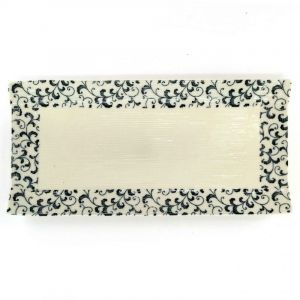 Plato de cerámica rectangular blanco y azul - SHIZEN NO PATAN