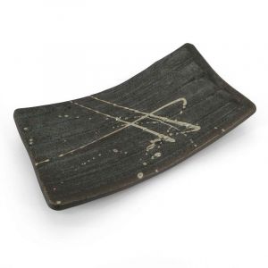 Rectangular brown ceramic plate - RANDAMUSUPURASSHU