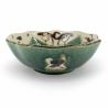 Japanese ceramic container, beige and green - ORIBE