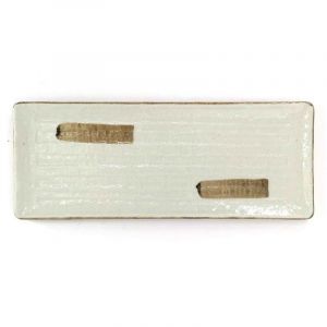 Japanese rectangular plate in white and brown ceramic - TOKUCHO