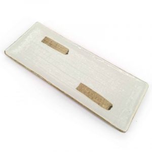 Japanese rectangular plate in white and brown ceramic - TOKUCHO