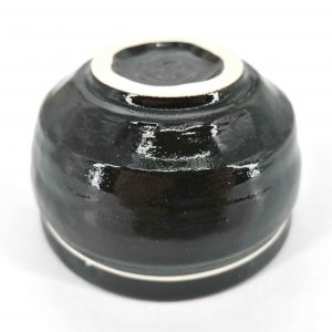 Small Japanese ceramic dish, black and white line - RAIN