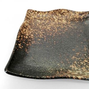 Japanese plate in speckled brown ceramic - HANTEN