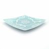 Japanese square ceramic plate, blue and white - UME