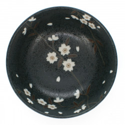 rice bowl for any type of use black SAKURA FLOWER