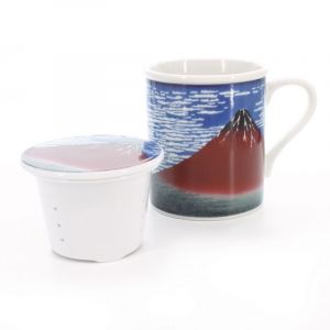 cup with lid and fujisan pictures white GAIFÛKAISEI