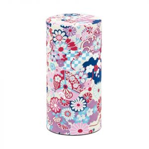 Pink Japanese tea box made of washi paper, EDOYUZEN SAKURAE, 200 g